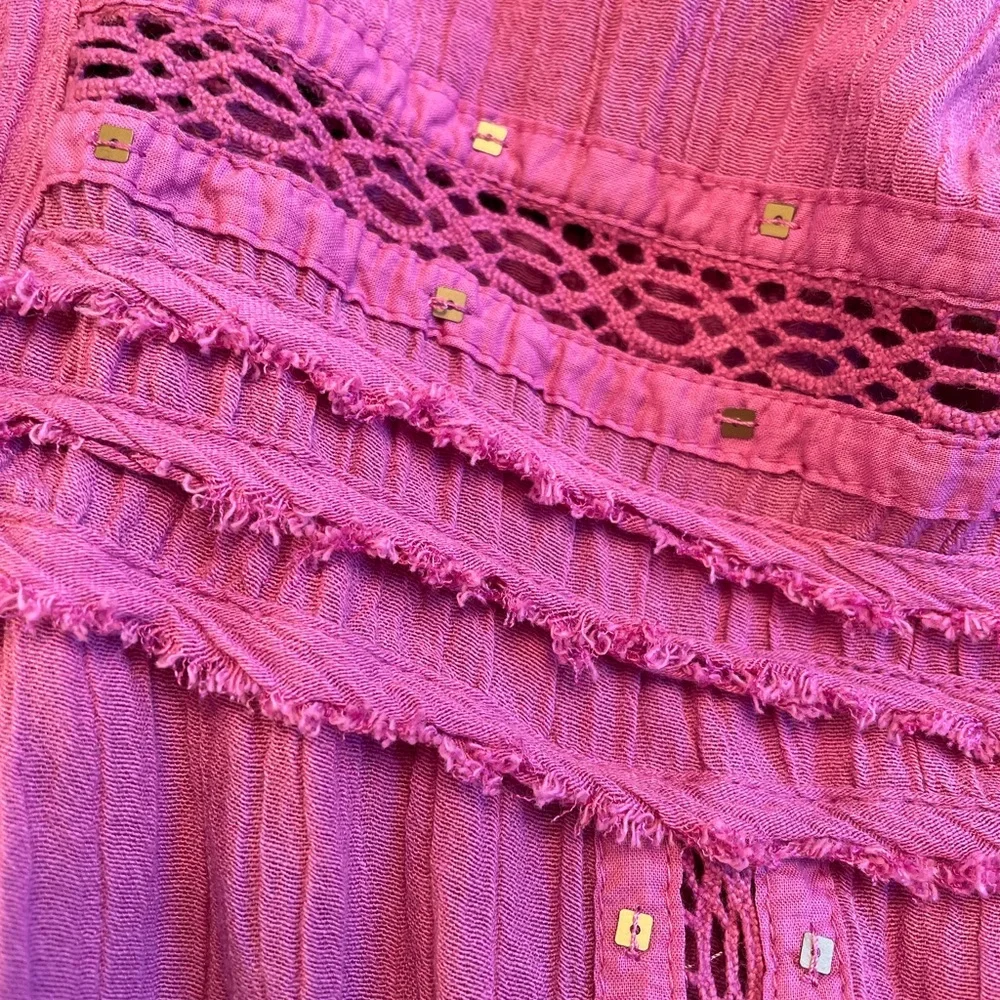 Free People Pink Summer Stars Boho Electra Shirt - Picture 7 of 7